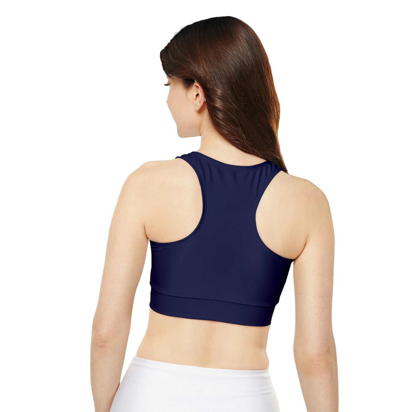 Women's Nautical Navy Sports Bra with Full Lining and Padded Cups