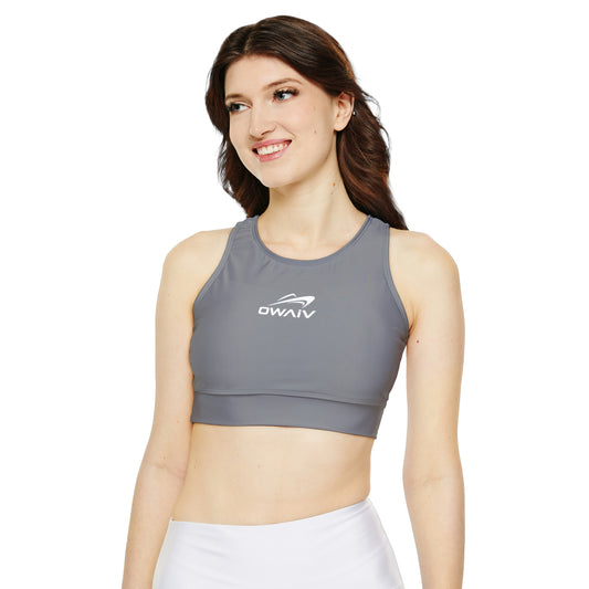 Women's Nautical Grey Sports Bra with Full Lining and Padded Cups